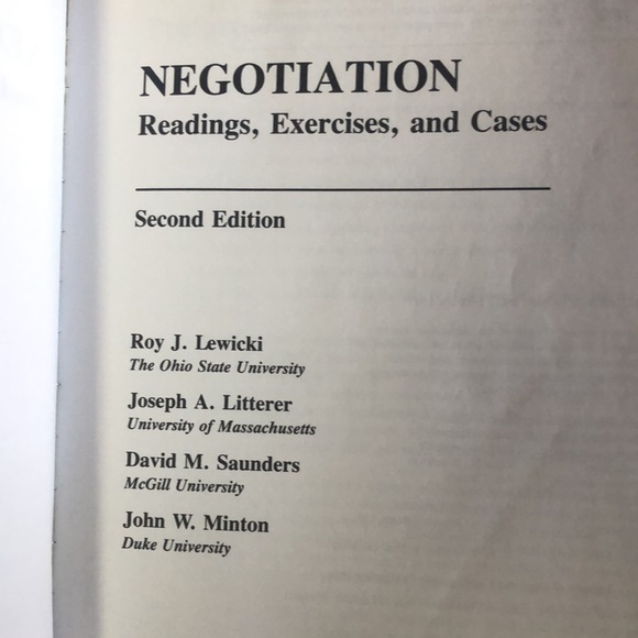 Negotiation book  [Second Edition] Litterer, Minton, Saunders, David M. Lewicki, - Picture 13 of 16